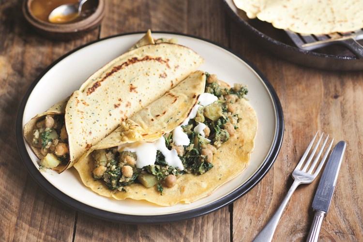 spinach potato chickpea pancake