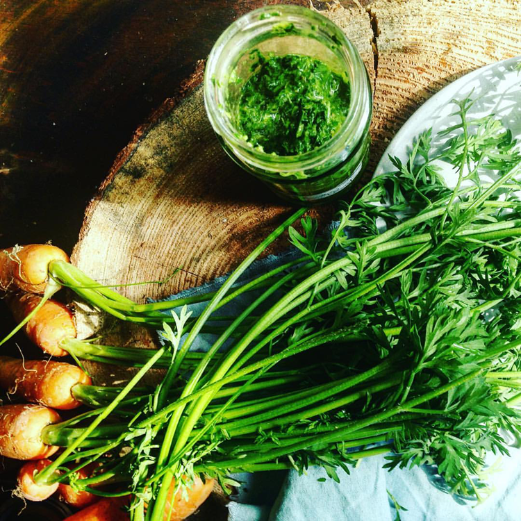 Carrot top salsa verde