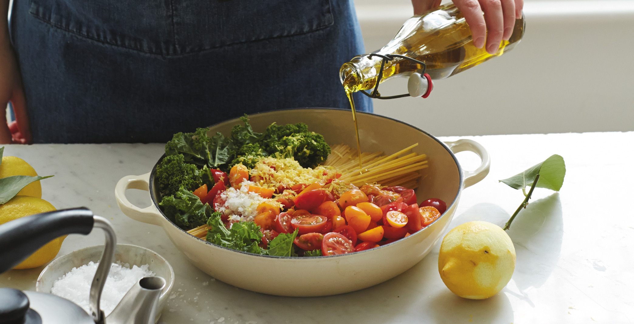 Kale, Tomato and Lemon Magic One-Pot Spaghetti