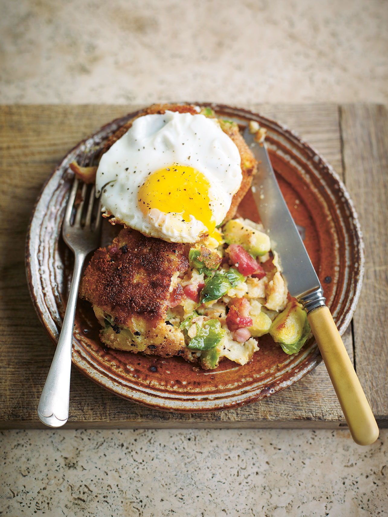Parsnip, Sprout and Bacon Potato Cakes