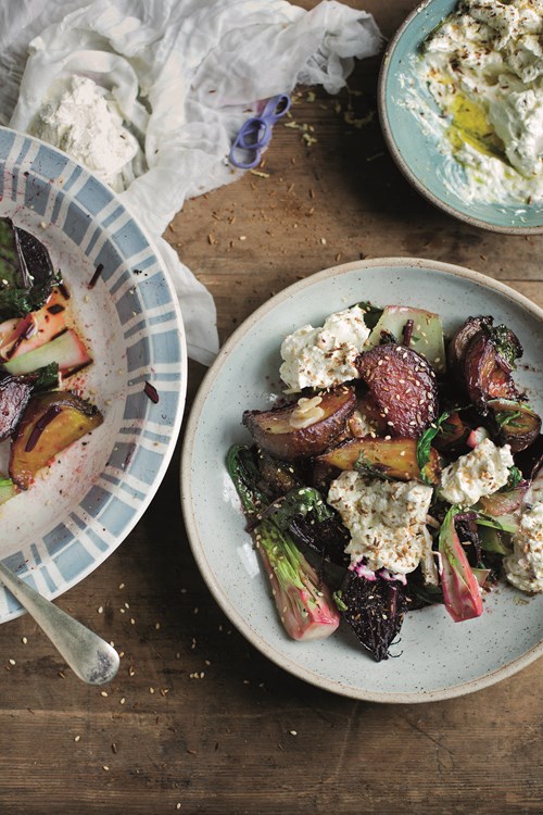 roast beetroof, pak choi, labneh and cumin