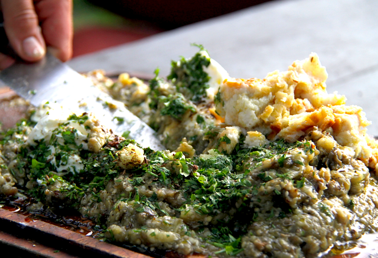 baba ganoush chopped by hand