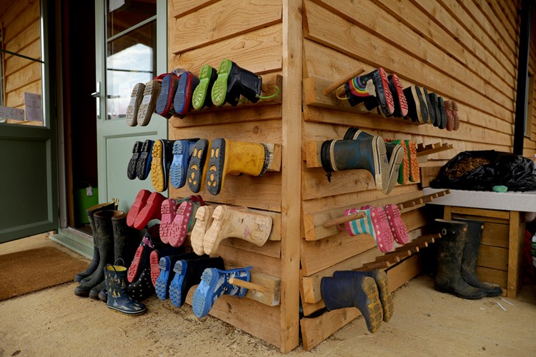 Boots on rack