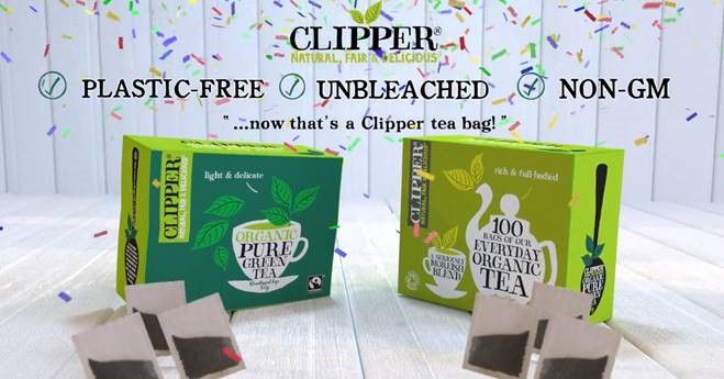 Boxes of Clipper Tea - now plastic free, unbleached and non-GM