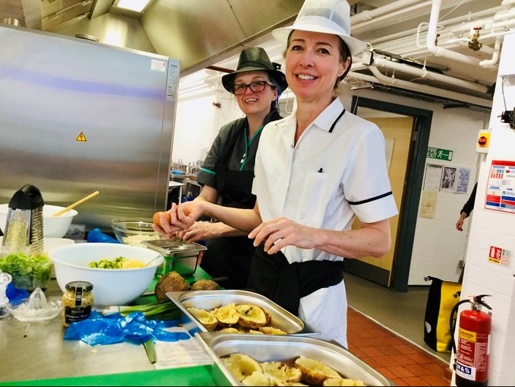 working in a kitchen