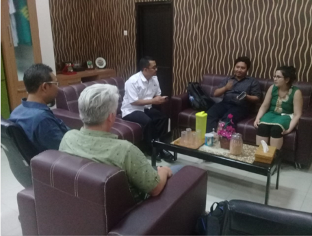 Forestry team members, Sonia Nayar and Andy Grundy, having a stakeholder consultation meeting