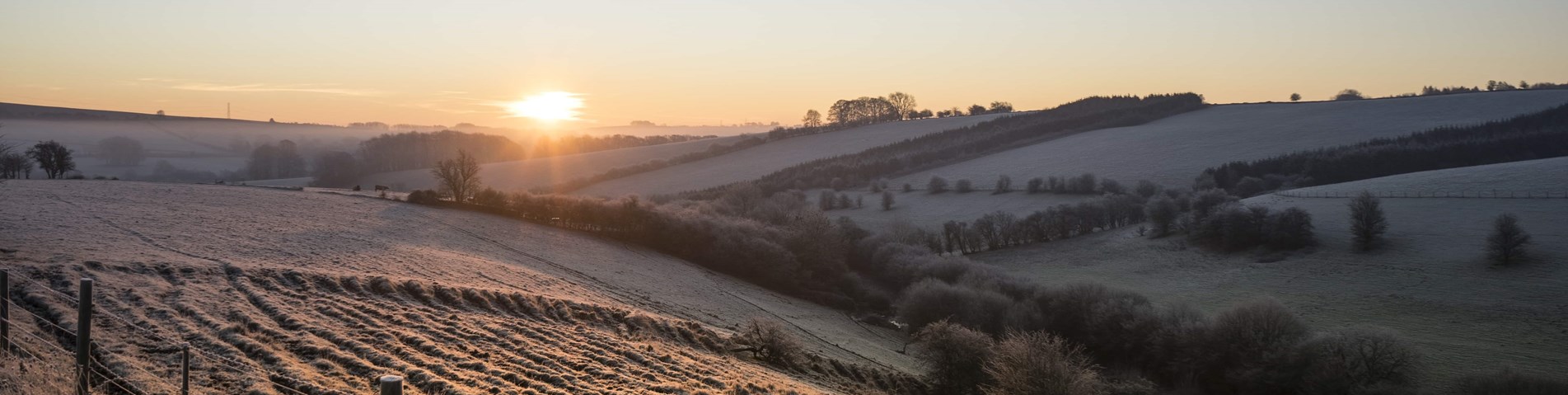 Sun setting in the fields