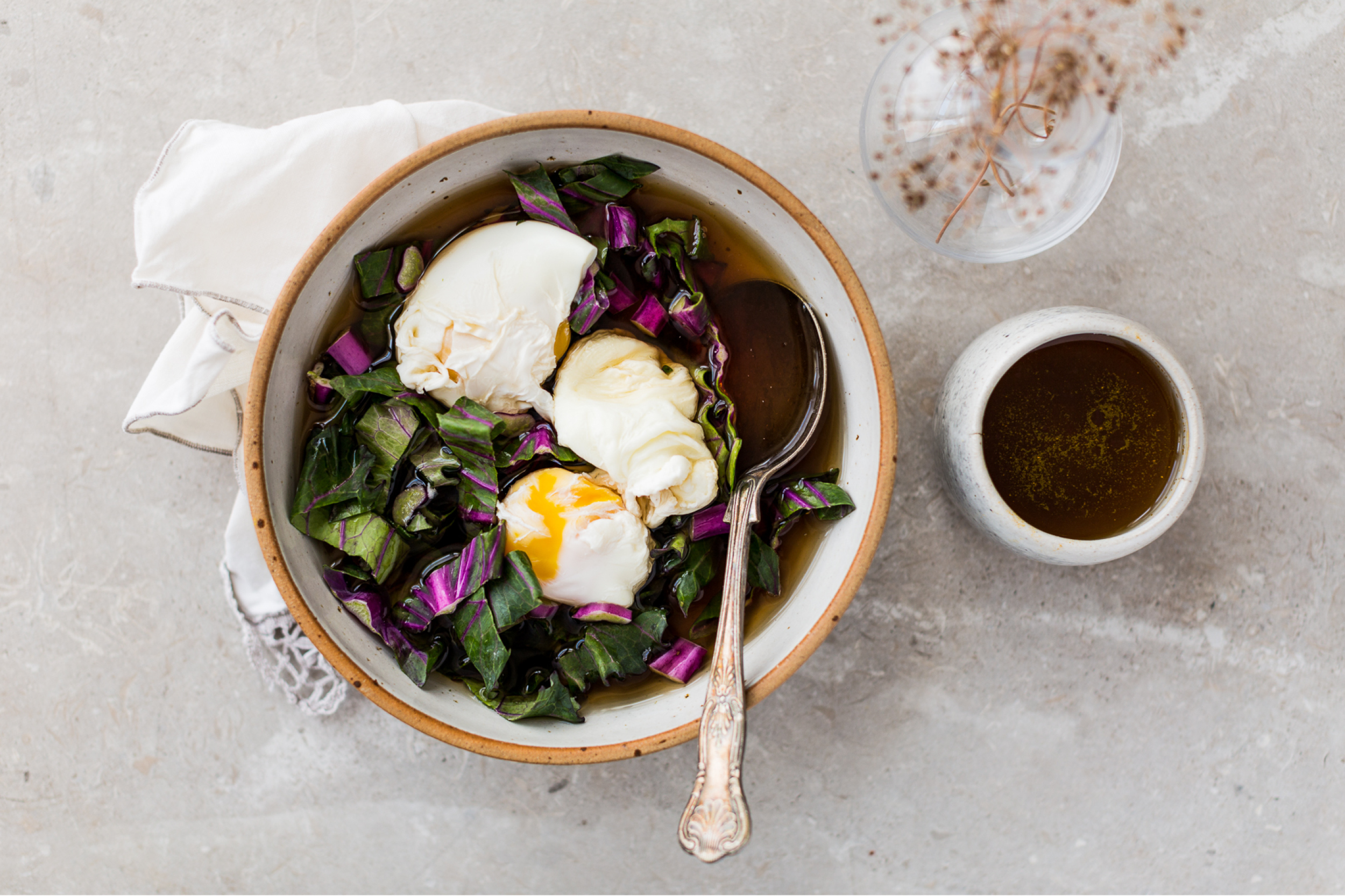 Organic Poached Eggs in Beef Bone Broth