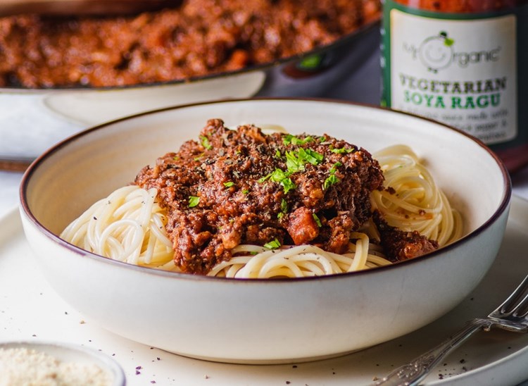 a bowl of mr organic's spaghetti