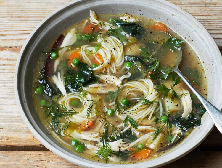 melissa's noodle soup served in a bowl