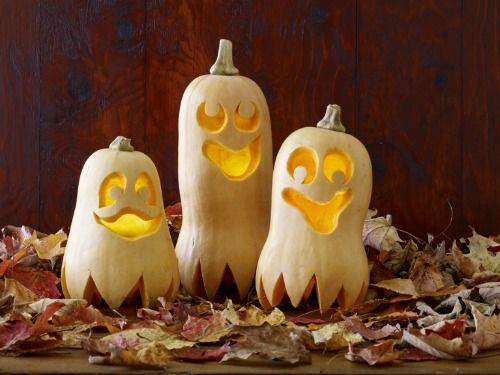 3 carved butternut squashes