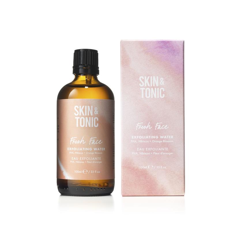 bottleof skin and tonic exfoliating water