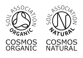 both the cosmos organic, and the cosmos natural soil association logos