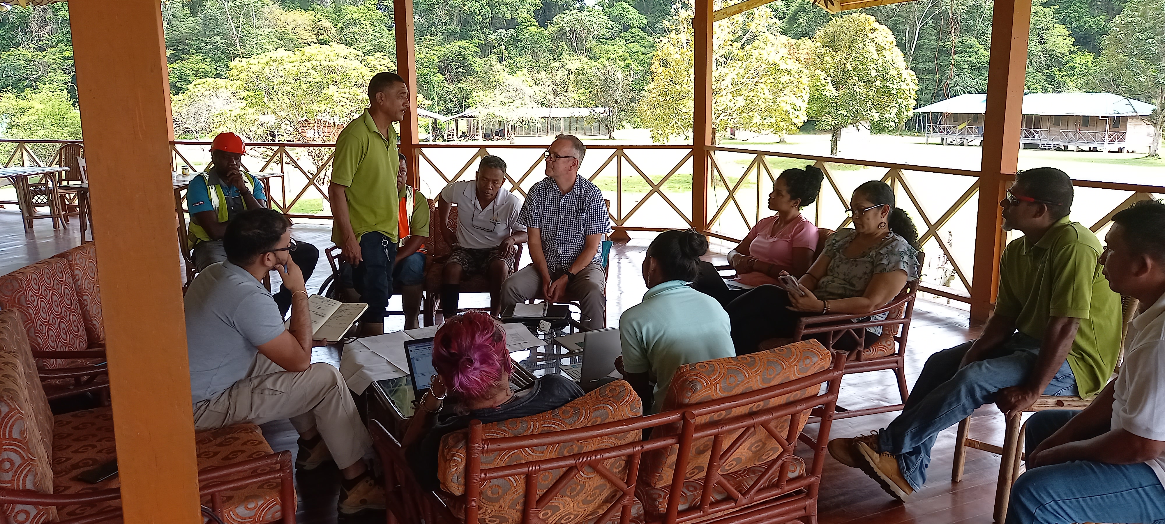 The audit opening meeting with Soil Association Certification auditors and Iwokrama workers