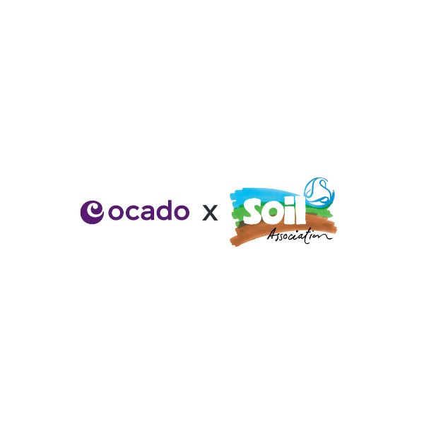 A logo reading 'Ocado X Soil Association'