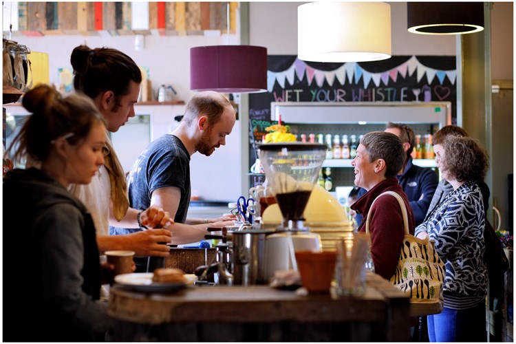 People eating in a cafe