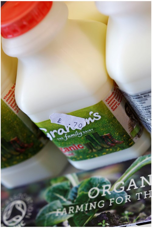 organic milk in a plastic bottle