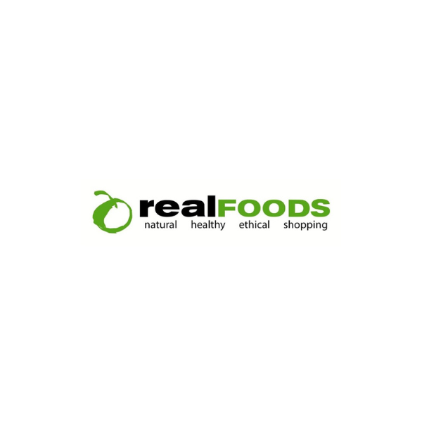 A logo reading 'real foods natural healthy ethical shopping'