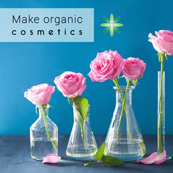 organic cosmetcis flowers in a bottle