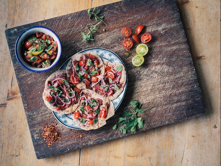 turkish flatbreads with salad