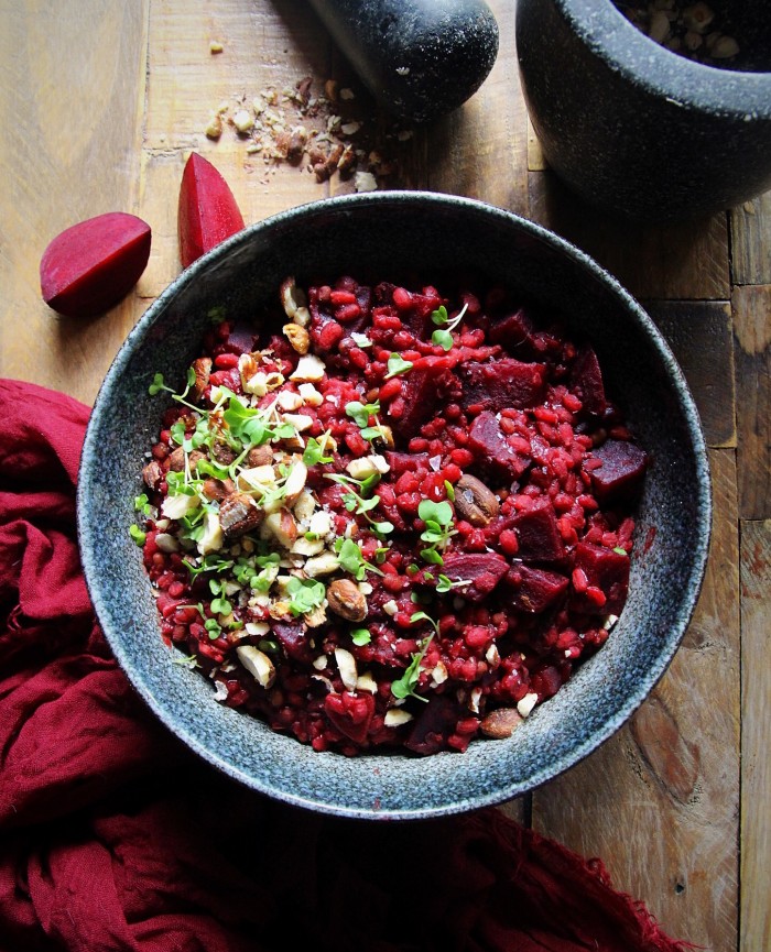 Vegan Beetroot Risotto with Ancient Grains