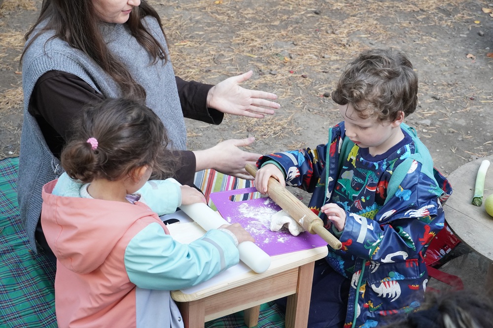 Nursery Children Took Part In Scratch Cooking Activities, Rolling Out Dough For Flatbreads