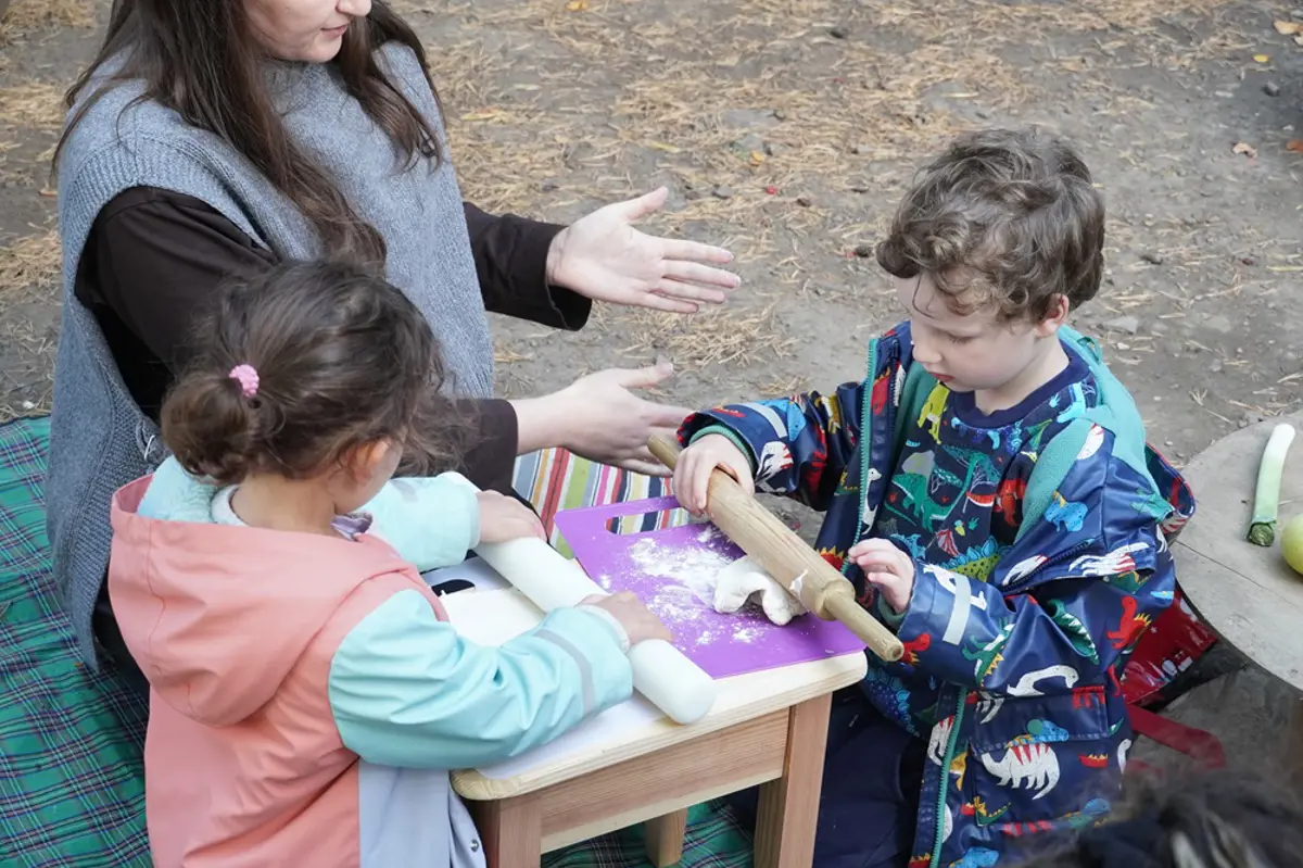 Nursery Children Took Part In Scratch Cooking Activities, Rolling Out Dough For Flatbreads