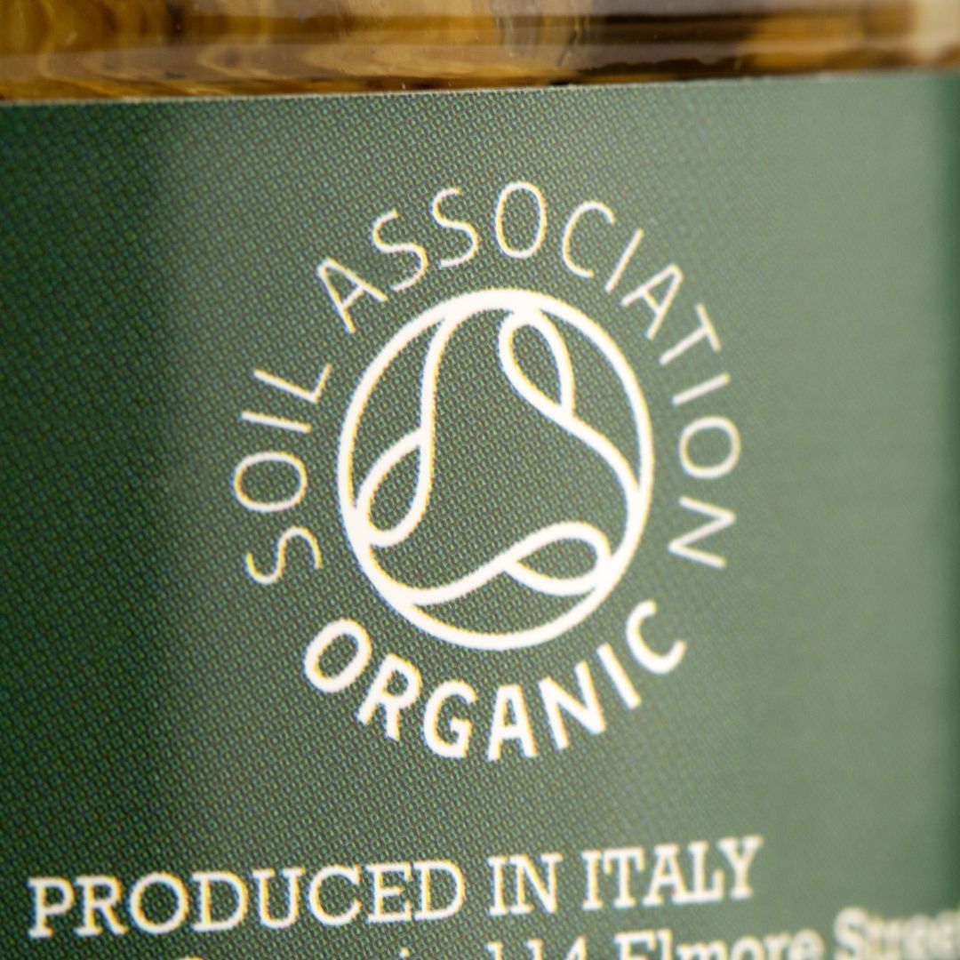 The Soil Association organic symbol shown on a jar