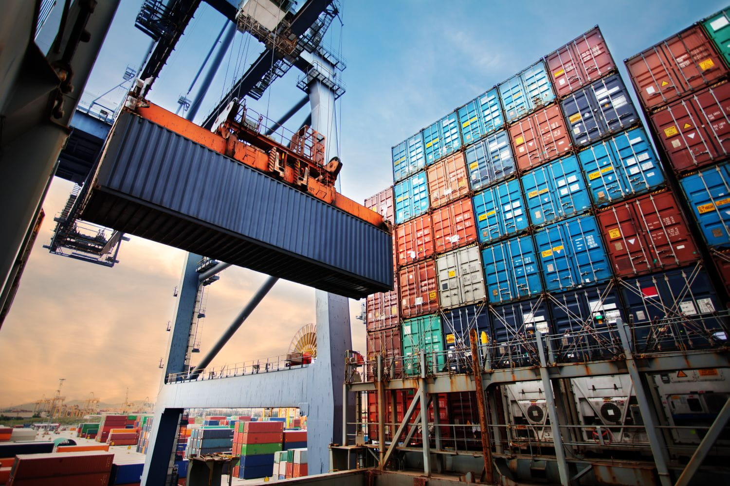 Shipping containers and cranes