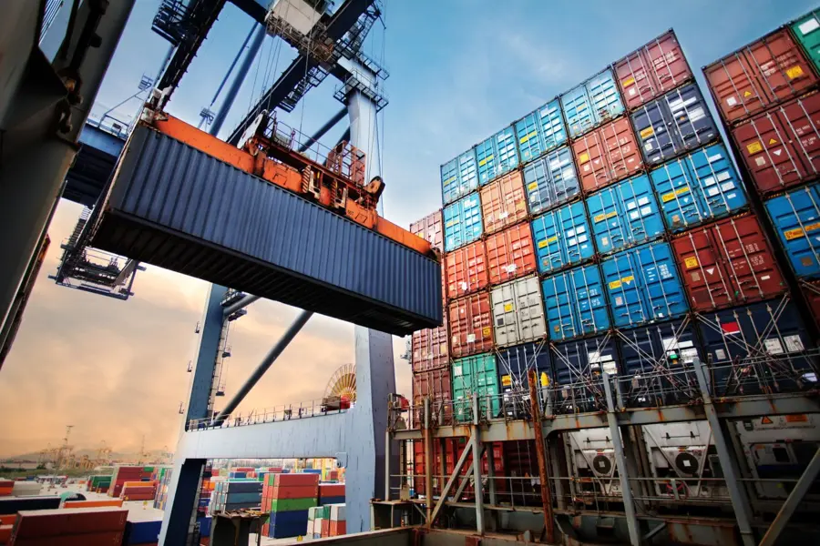 Shipping containers and cranes