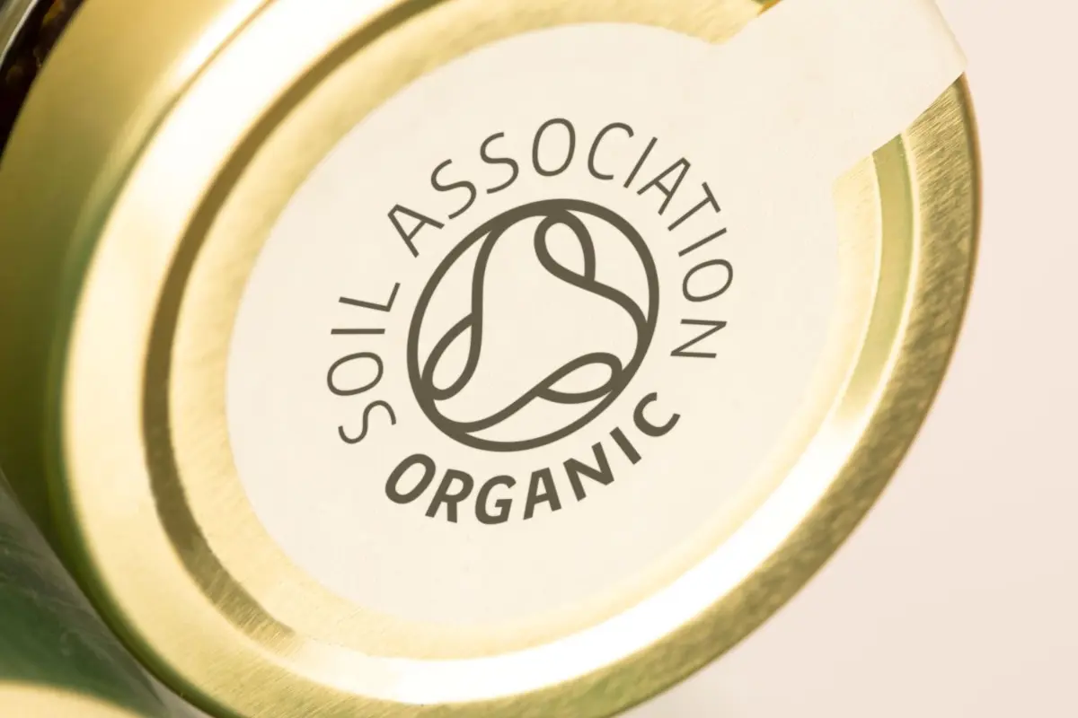 The Soil Association Organic symbol on a jar lid
