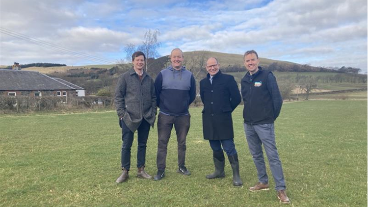 Soil Association CEO Joseph Gridley, Scottish Minister for Agriculture and Connectivity Jim Fairlie, David Robertson from Kilbucho Farm and David McKay, co-director of Soil Association Scotland