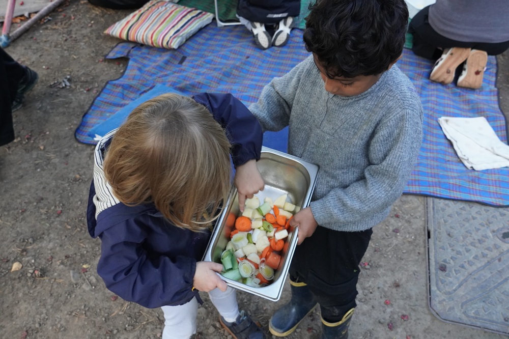 Nursery Children Prepared Fresh Vegetables For Soup At The FFLSH Bronze Celebration Event