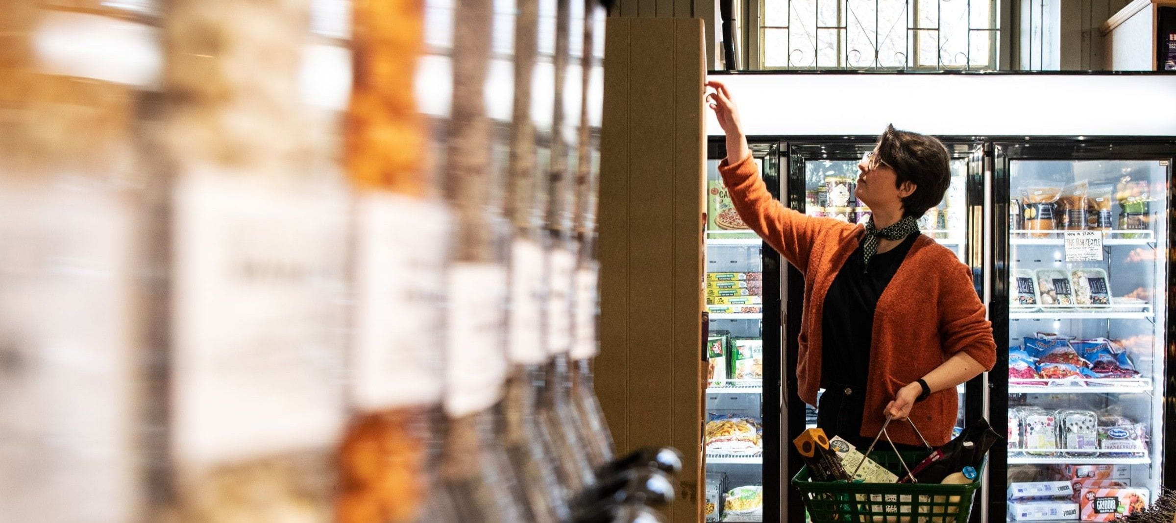 A woman shopping in a wholefood store