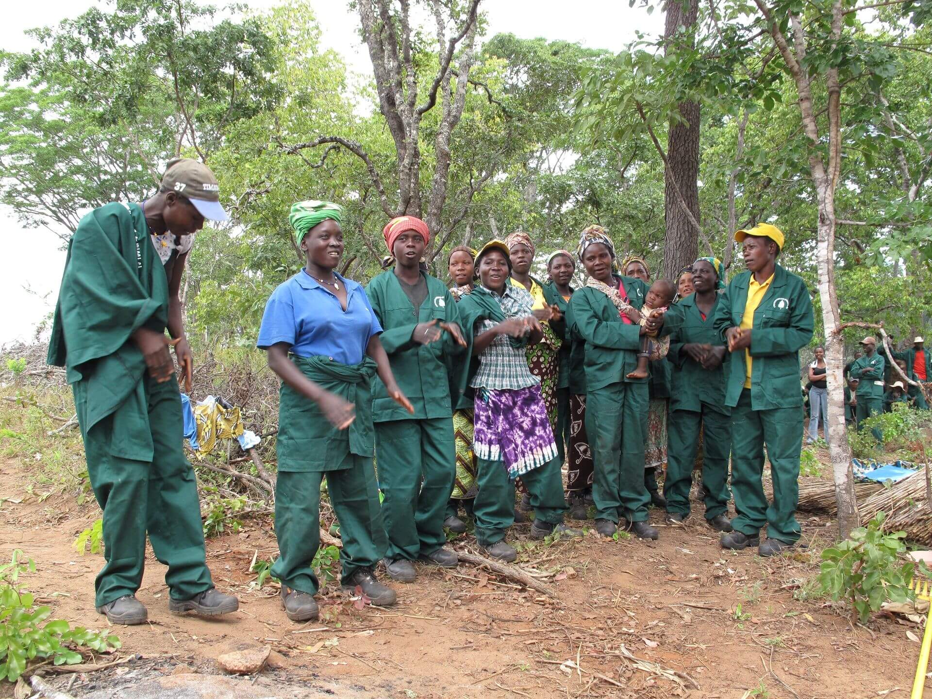 People in a woodland in Mozambique