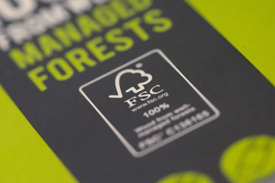 The FSC logo displayed on a product pack
